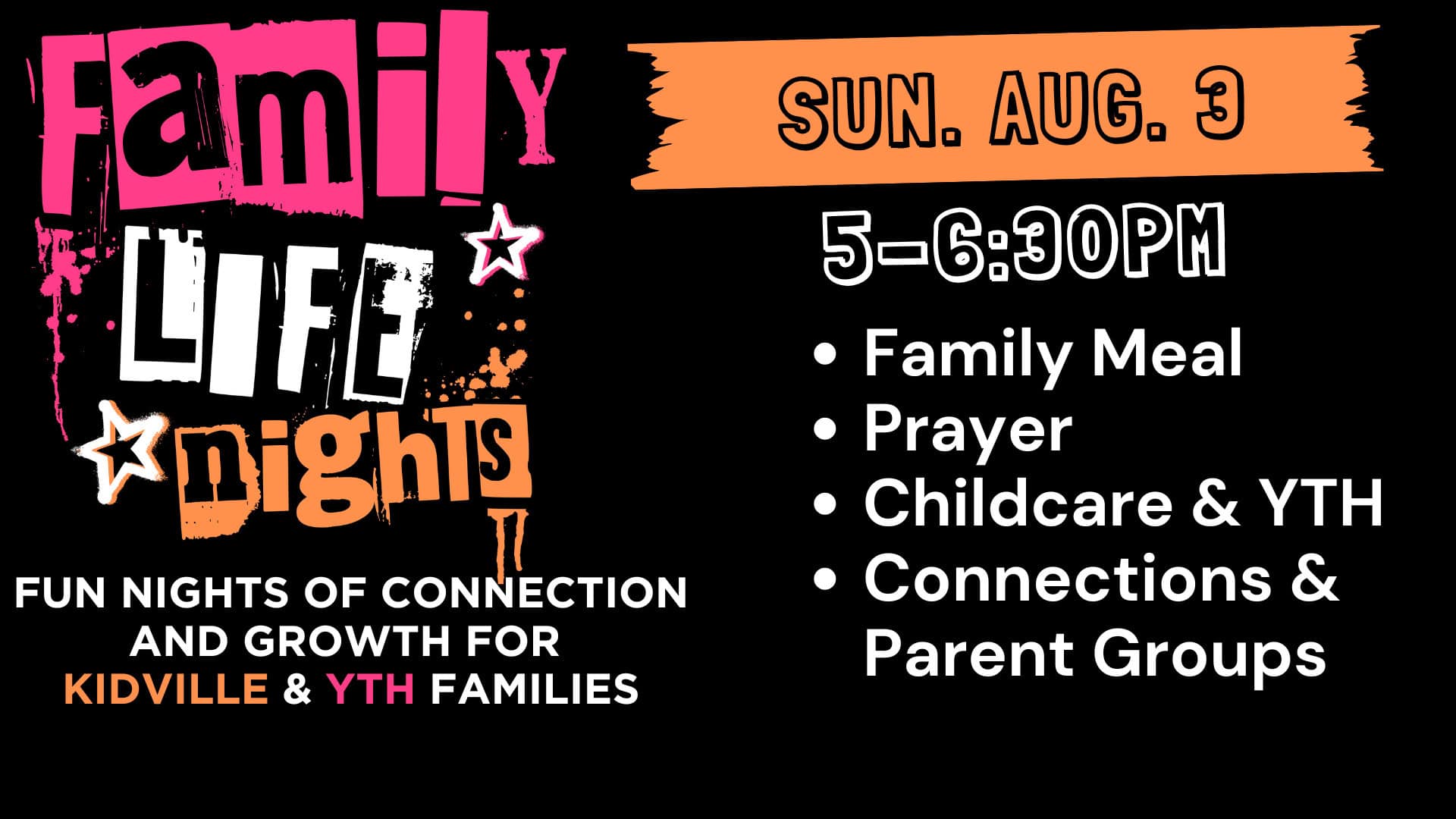 Countdown Family Life Night Aug 3